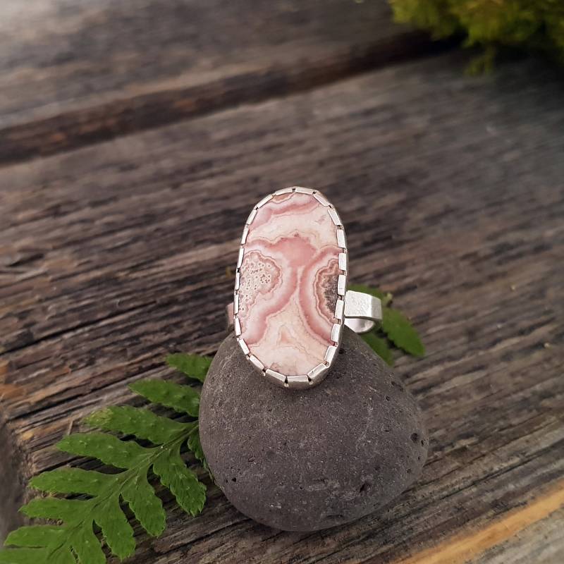 Sterling Silber Ring, Ringe Für Frauen, Edelstein Rosa Stein Minimalist Ring Silber, Einfache Größe 6, 5 von SandraZdesign