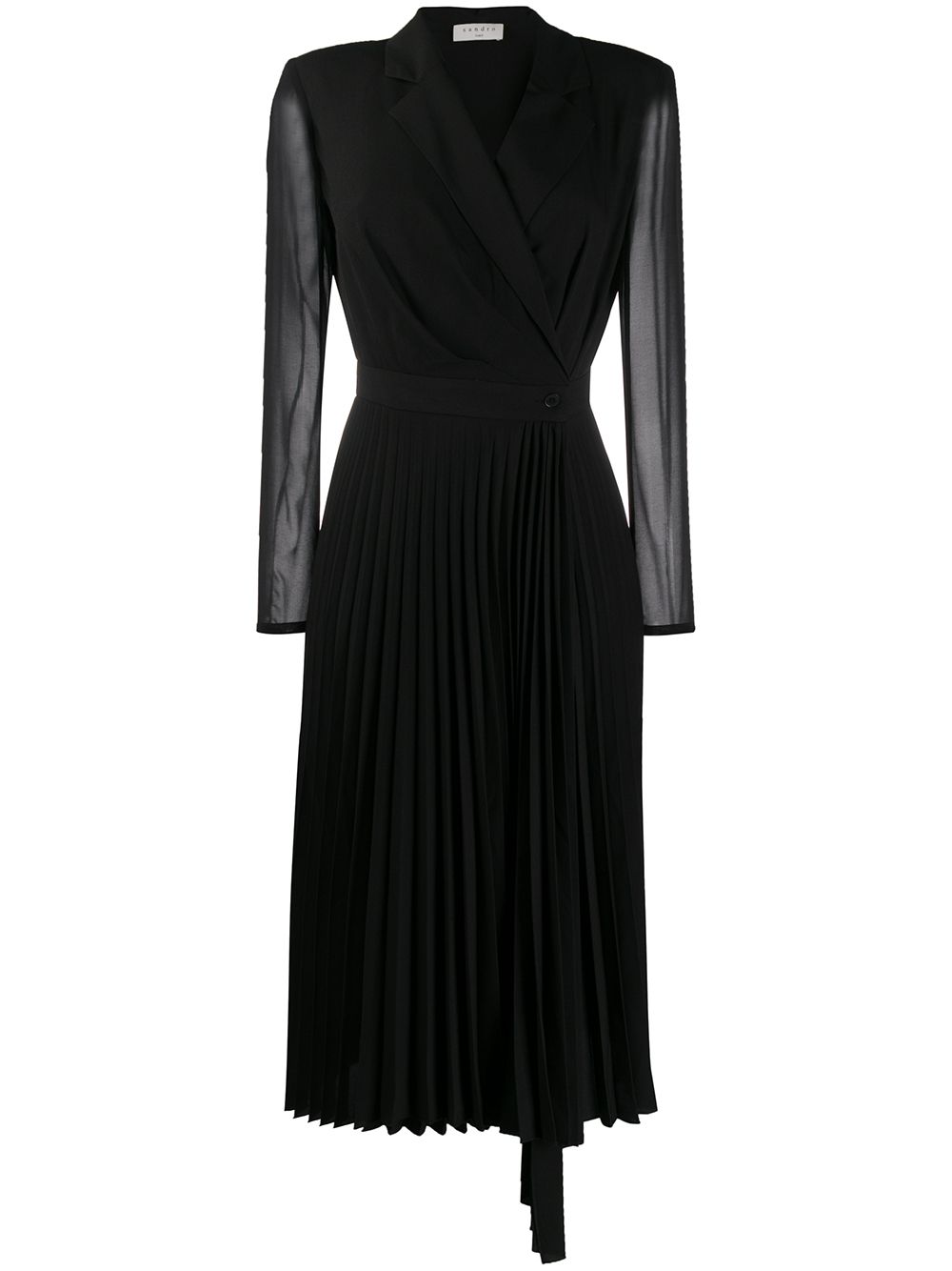 SANDRO Langärmeliges Kleid mit V-Ausschnitt - Schwarz von SANDRO