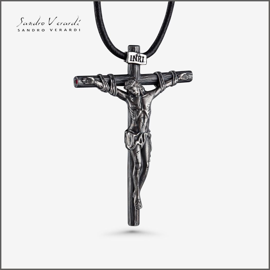 Designer Jesus Kreuz Anhänger Von Sandro Verardi in 925Er Silber /N047 von SandroVerardi