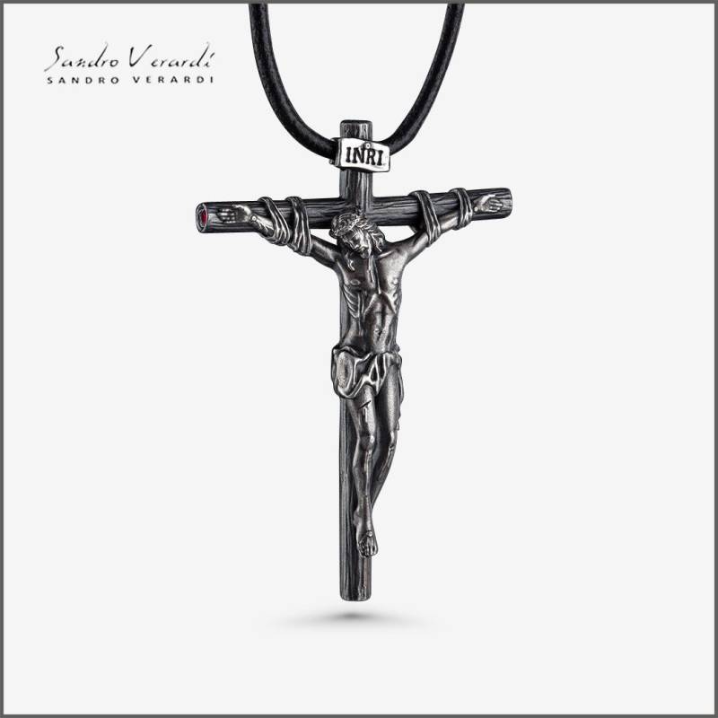 Designer Jesus Kreuz Anhänger Von Sandro Verardi in 925Er Silber /N047 von SandroVerardi