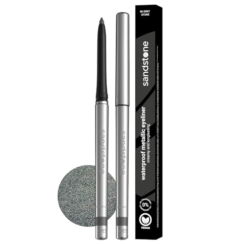 Sandstone Scandinavia Hypoallergener Eyeliner Wasserfest (Grey Stone) | Parfümfreier Metallischer Veganer und Tierversuchsfreier Augenstift | Farbige Eye-liner für Empfindliche Augen von Sandstone Scandinavia