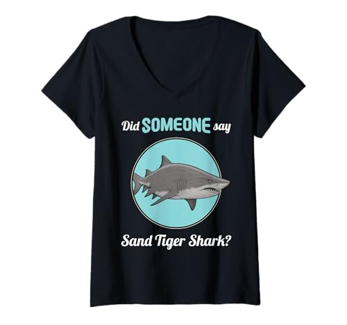 Damen Sandtigerhaie Sandtigerhai T-Shirt mit V-Ausschnitt Damen Sandtigerhaie Sandtigerhai T-Shirt mit V-Ausschnitt von Sandtigerhaie Sandtigerhai Tier Shop