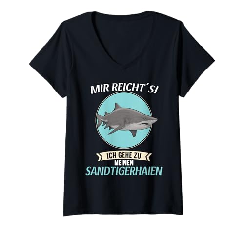 Damen Sandtigerhaie Sandtigerhai T-Shirt mit V-Ausschnitt Damen Sandtigerhaie Sandtigerhai T-Shirt mit V-Ausschnitt von Sandtigerhaie Sandtigerhai Tier Shop