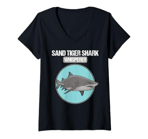 Damen Sandtigerhaie Sandtigerhai T-Shirt mit V-Ausschnitt Damen Sandtigerhaie Sandtigerhai T-Shirt mit V-Ausschnitt von Sandtigerhaie Sandtigerhai Tier Shop