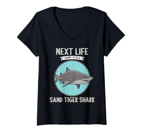 Damen Sandtigerhaie Sandtigerhai T-Shirt mit V-Ausschnitt Damen Sandtigerhaie Sandtigerhai T-Shirt mit V-Ausschnitt von Sandtigerhaie Sandtigerhai Tier Shop