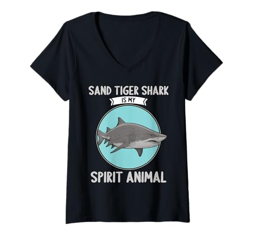 Damen Sandtigerhaie Sandtigerhai T-Shirt mit V-Ausschnitt Damen Sandtigerhaie Sandtigerhai T-Shirt mit V-Ausschnitt von Sandtigerhaie Sandtigerhai Tier Shop