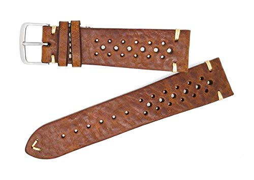 Sandtuhr Fluco Hunter Racing 19 mm Vintage Hellbraun Leder Herren Uhrenarmband Made in Germany von Sandtuhr