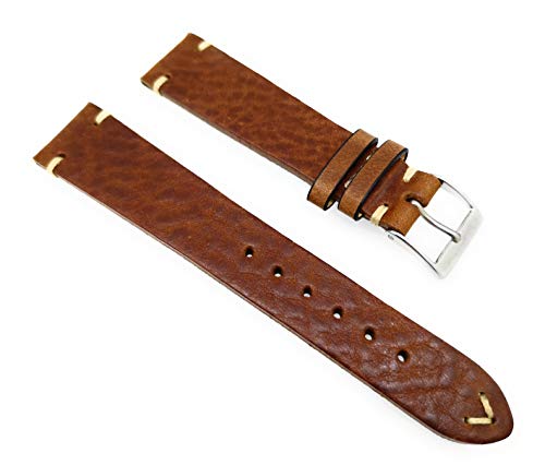 Sandtuhr Fluco Hunter Vintage Leder Uhrenarmband hellbraun 18mm Made in Germany von Sandtuhr
