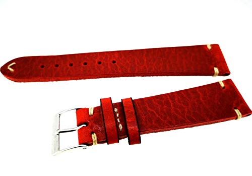 Sandtuhr Fluco Hunter Vintage Leder Uhrenband rot´Devil´20mm Made in Germany von Sandtuhr