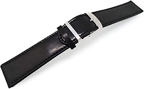 Sandtuhr Horween Cordovan Shell Uhrenarmband Rembordiert 20mm Schwarz Made in Germany von Sandtuhr