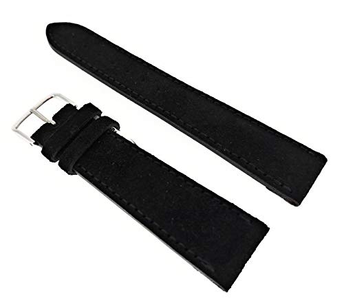 Sandtuhr S Kurz Velour Uhrenarmband 20 mm schwarz weich Made in Germany von Sandtuhr