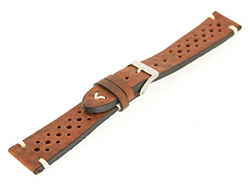 18mm Fluco Premium Uhrenarmband Hunter Racing Braunes Rindleder - Fluco Modell 107R von Sandtuhr
