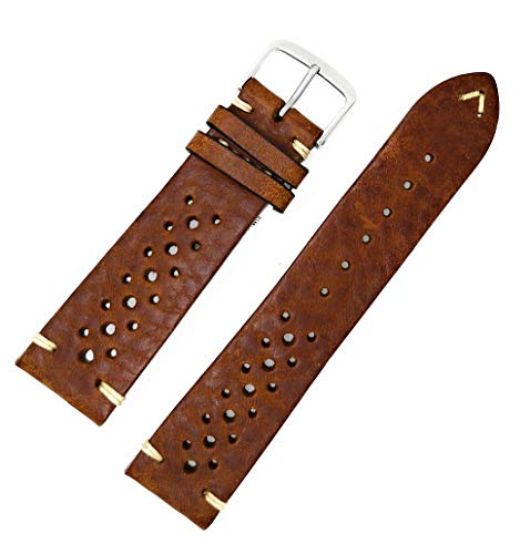 Sandtuhr Fluco Hunter Racing 22 mm Vintage Hellbraun Leder Herren Uhrenarmband Made in Germany von Xamic