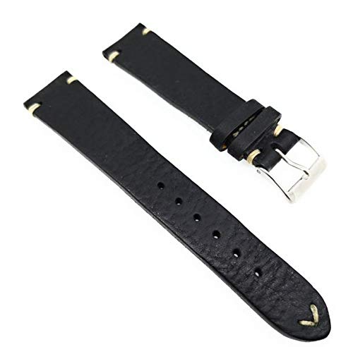 Sandtuhr Fluco Hunter Vintage Leder Uhrenarmband schwarz 19mm Made in Germany von Sandtuhr