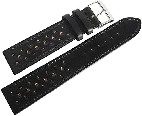 Sandtuhr Horween Cordovan Shell Uhrenarmband Racing 19mm schwarz Made in Germany von Sandtuhr
