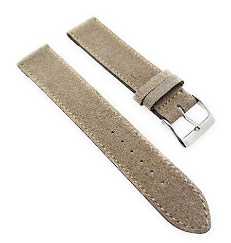Sandtuhr Velour Uhrenarmband passend für Nomos 17 mm beige-Sand weich Made in Germany von Sandtuhr