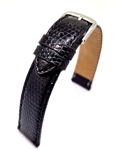 Sandtuhr Uhrenarmband echt Eidechse 18mm schwarz Made in Germany von Sandtuhr
