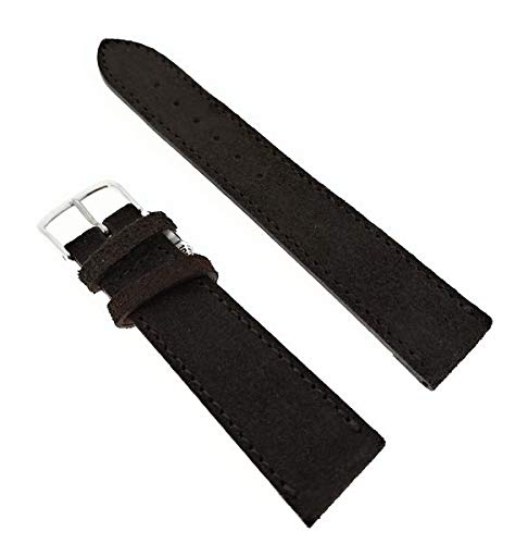 Sandtuhr Velour Uhrenarmband 18 mm Dunkelbraun weich Made in Germany von Sandtuhr