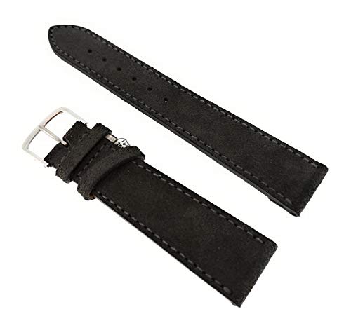 Sandtuhr Velour Uhrenarmband 18 mm dunkelgrau weich Made in Germany von Sandtuhr