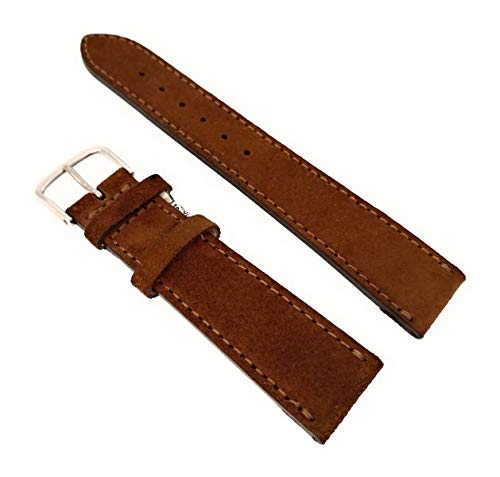 Sandtuhr Velour Uhrenarmband 18 mm mittelbraun weich Made in Germany von Sandtuhr