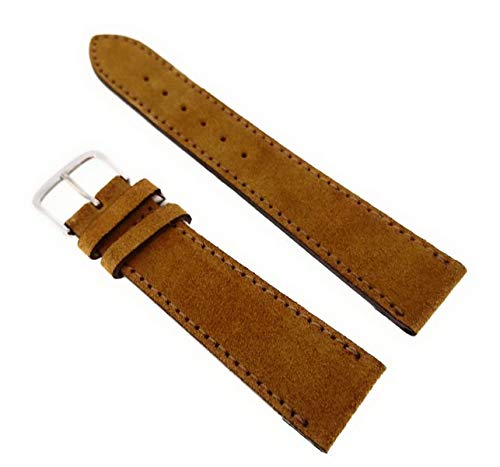 Sandtuhr Velour Uhrenarmband 20 mm Hellbraun weich Made in Germany von Sandtuhr