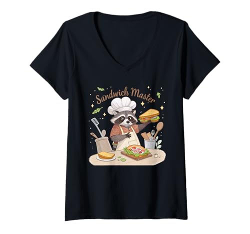 Damen Nationaler Sandwich-Tag mit Baguette-Burger T-Shirt mit V-Ausschnitt Damen Nationaler Sandwich-Tag mit Baguette-Burger T-Shirt mit V-Ausschnitt von Sandwich Burger and Fast Food Apparel