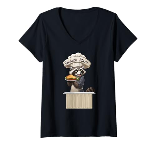 Damen Nationaler Sandwich-Tag mit Baguette-Burger T-Shirt mit V-Ausschnitt Damen Nationaler Sandwich-Tag mit Baguette-Burger T-Shirt mit V-Ausschnitt von Sandwich Burger and Fast Food Apparel