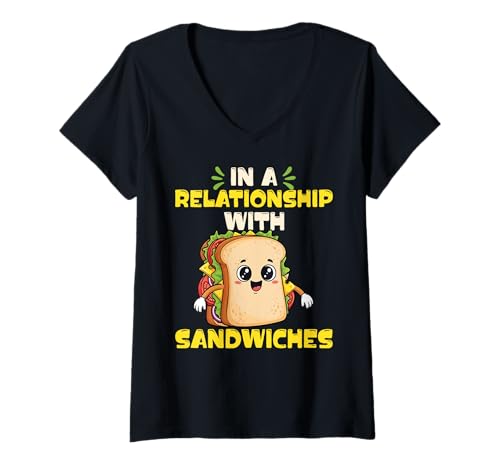 Damen In Einer Beziehung zu Sandwiches Lustiger Sandwich-Tag T-Shirt mit V-Ausschnitt Damen In Einer Beziehung zu Sandwiches Lustiger Sandwich-Tag T-Shirt mit V-Ausschnitt von Sandwich Day Funny Sandwich Burger Sandwich Master