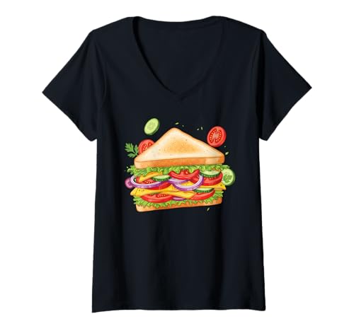 Damen Sandwich Master Graphic Cooles Sandwich-Dekor, lustiges Sandwich T-Shirt mit V-Ausschnitt Damen Sandwich Master Graphic Cooles Sandwich-Dekor, lustiges Sandwich T-Shirt mit V-Ausschnitt von Sandwich Day Funny Sandwich Burger Sandwich Master