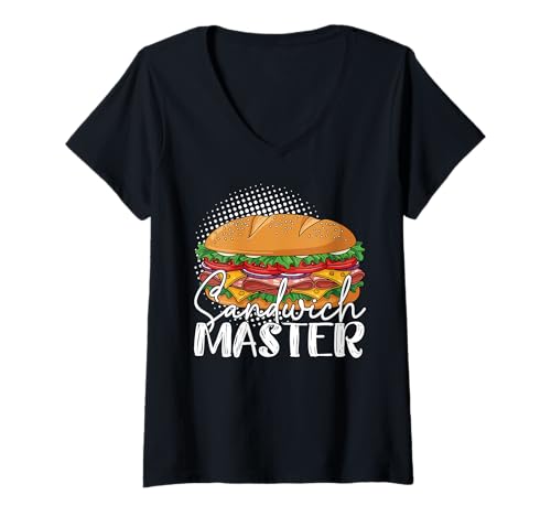 Damen Sandwich Master Liebessandwich zum Nationalen Sandwichtag T-Shirt mit V-Ausschnitt Damen Sandwich Master Liebessandwich zum Nationalen Sandwichtag T-Shirt mit V-Ausschnitt von Sandwich Day Funny Sandwich Burger Sandwich Master