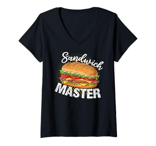 Damen Sandwich Master Nationaler Sandwich-Tag T-Shirt mit V-Ausschnitt Damen Sandwich Master Nationaler Sandwich-Tag T-Shirt mit V-Ausschnitt von Sandwich Day Funny Sandwich Burger Sandwich Master