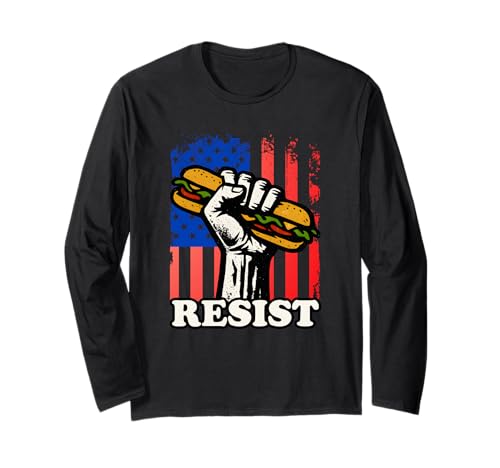Sandwich Activism USA Flag Protest Fist Humor Men Women Langarmshirt von Sandwich thrower Free DC