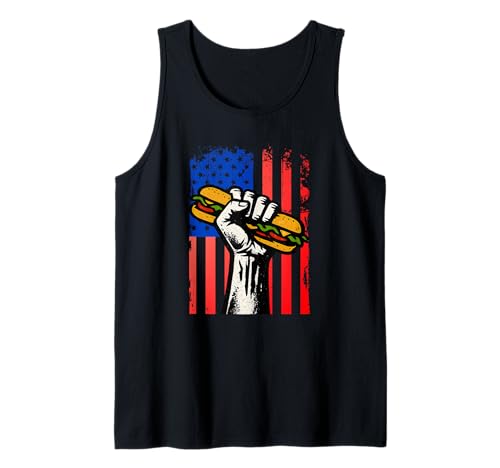 Sandwich USA Flag Protest Fist Humor Men Women Tank Top von Sandwich thrower Free DC