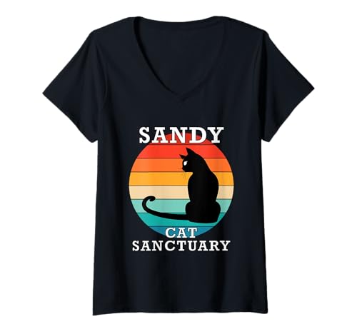 Damen Sandy Cat Sanctuary Group Familientreffen Name T-Shirt mit V-Ausschnitt Damen Sandy Cat Sanctuary Group Familientreffen Name T-Shirt mit V-Ausschnitt von Sandy Matching Family Reunion T Shirt