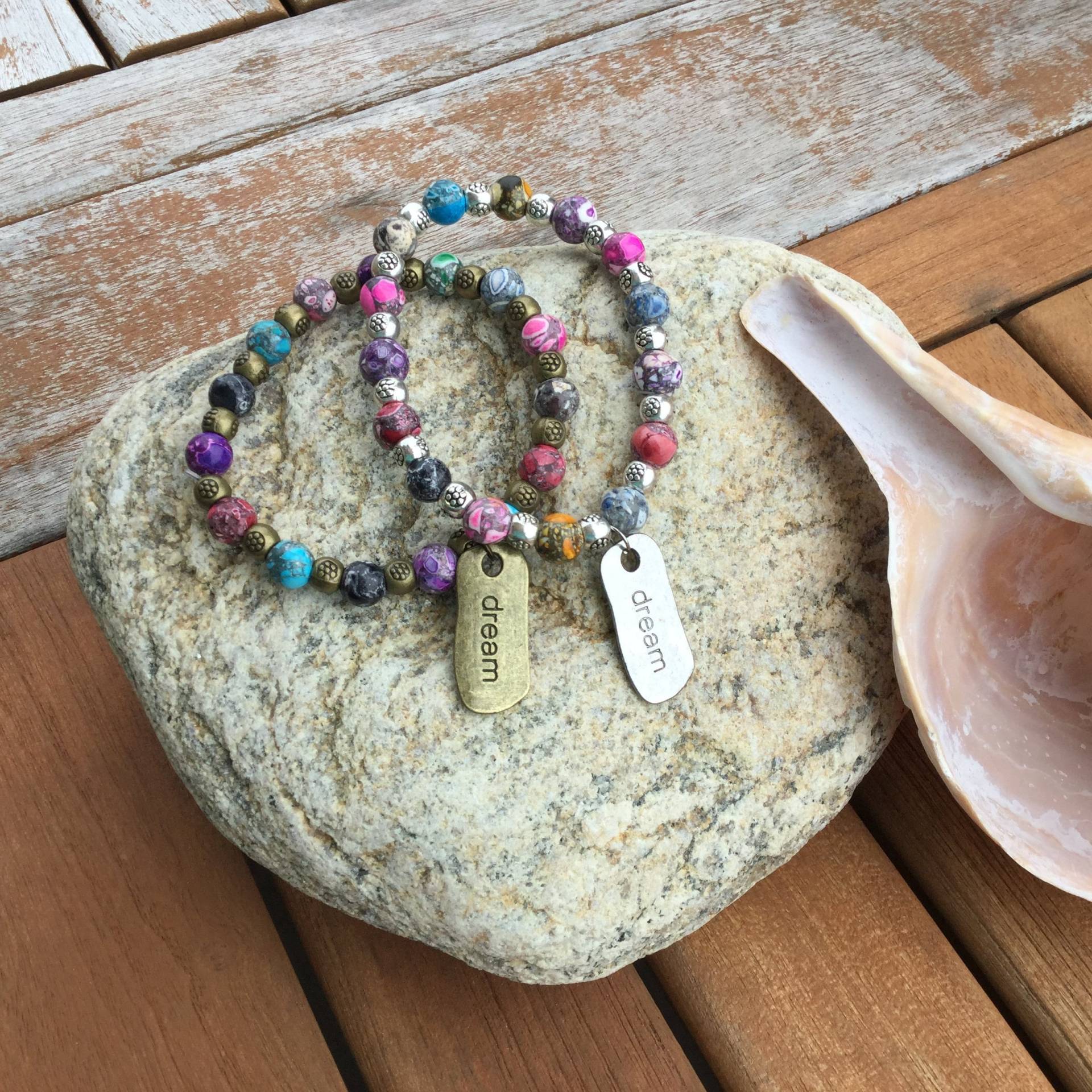 Bunte Stein Perlen "Dream' Baum Festival Bettelarmband Bunte Stein Perlen "Dream' Baum Festival Bettelarmband von SandyIslandJewels