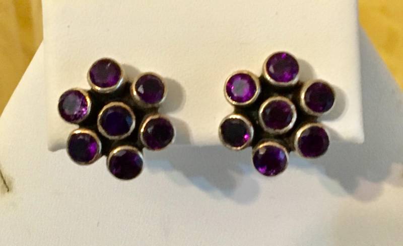 Amethyst-Cluster-Ohrringe Aus Sterlingsilber 417 von SandyNationJewelry