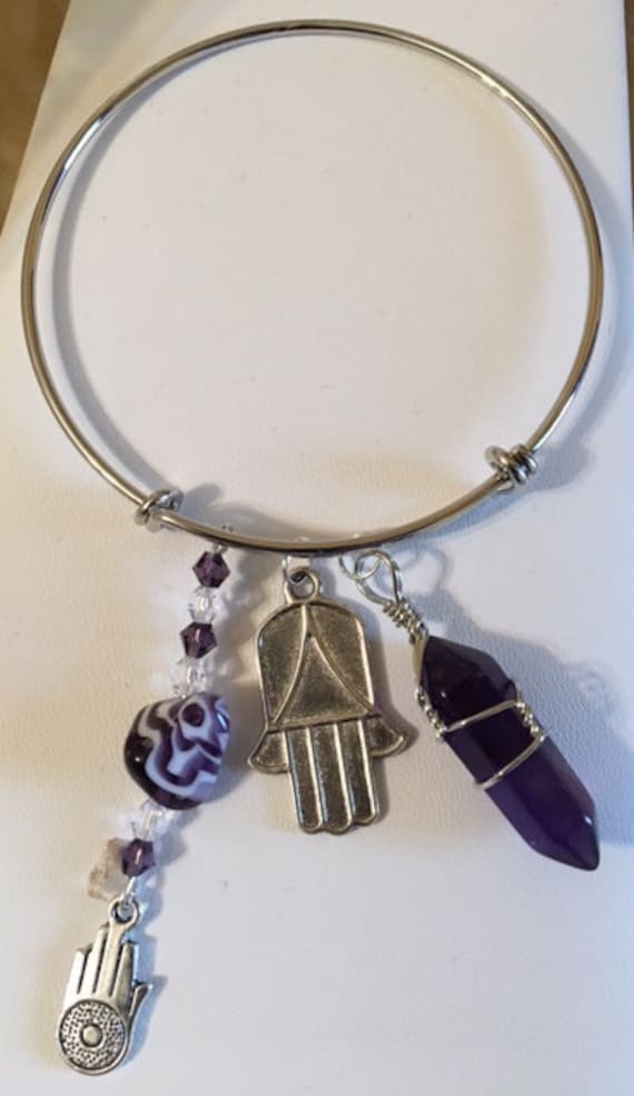 Amethyst Expandable Armband Armreif 702 von SandyNationJewelry
