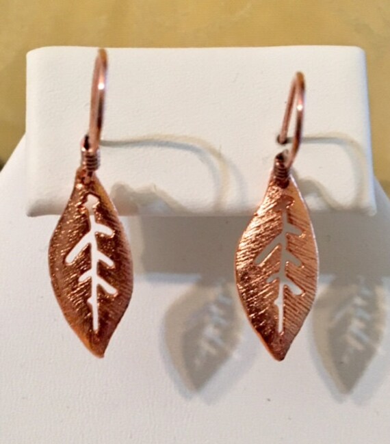 Blatt-Kupfer Ohrringe 263 von SandyNationJewelry