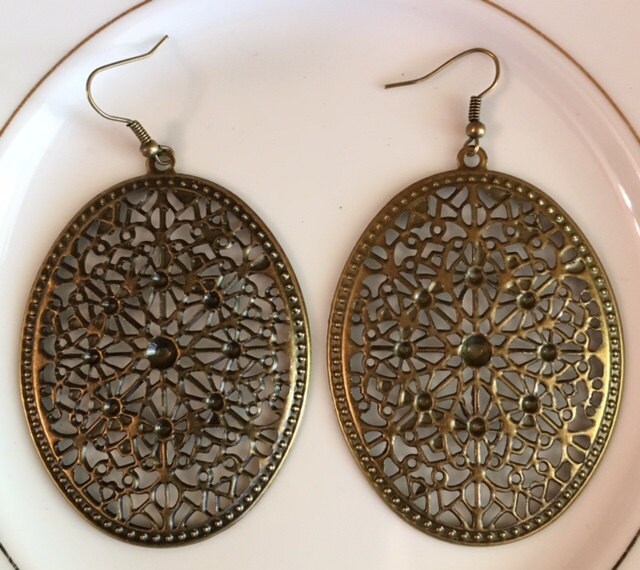 Bronze-Filagree Ohrringe 094 von SandyNationJewelry