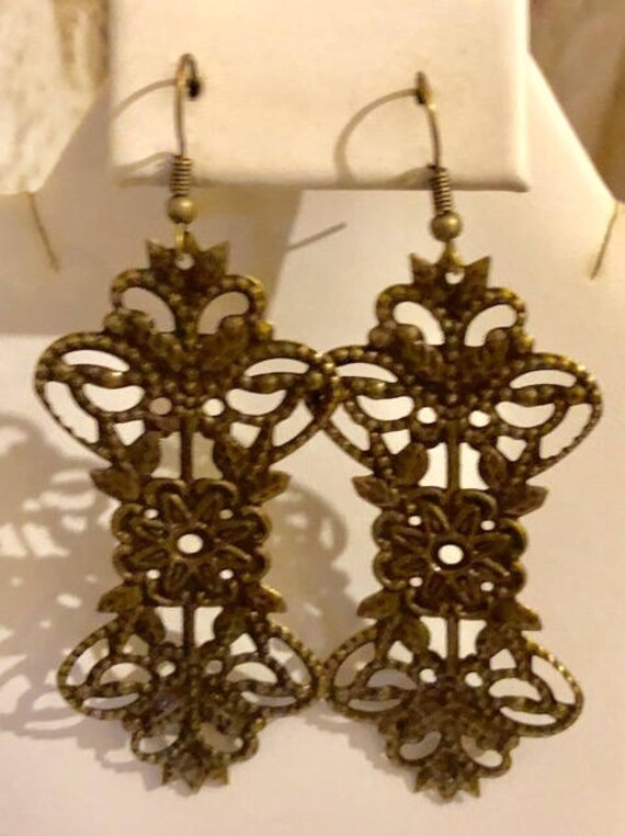 Bronze-Filagree Ohrringe 105 von SandyNationJewelry