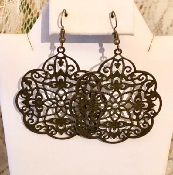 Bronze-Filagree Ohrringe 112 von SandyNationJewelry