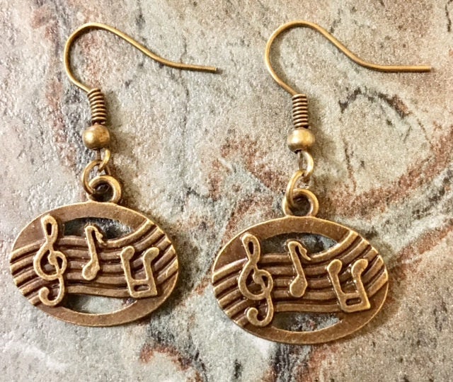 Bronze Oval Note Ohrringe 851 von SandyNationJewelry