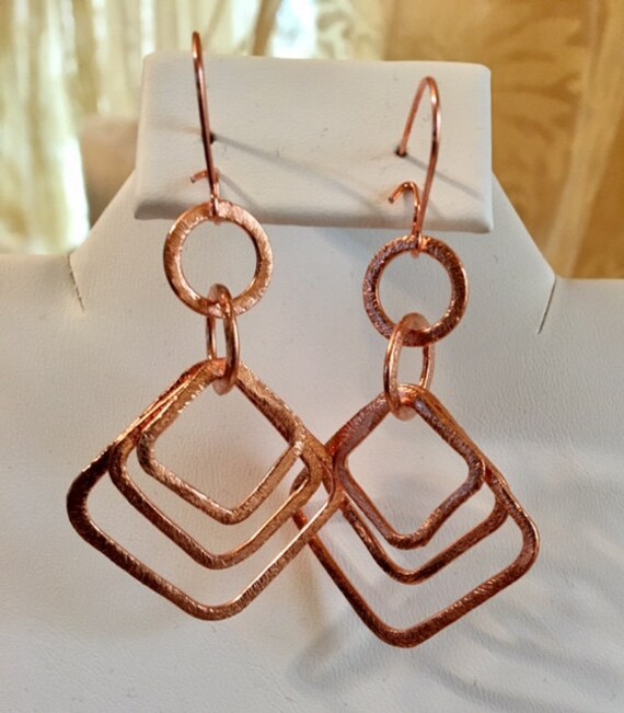 Diamant Formen Kupfer Ohrringe 270 von SandyNationJewelry