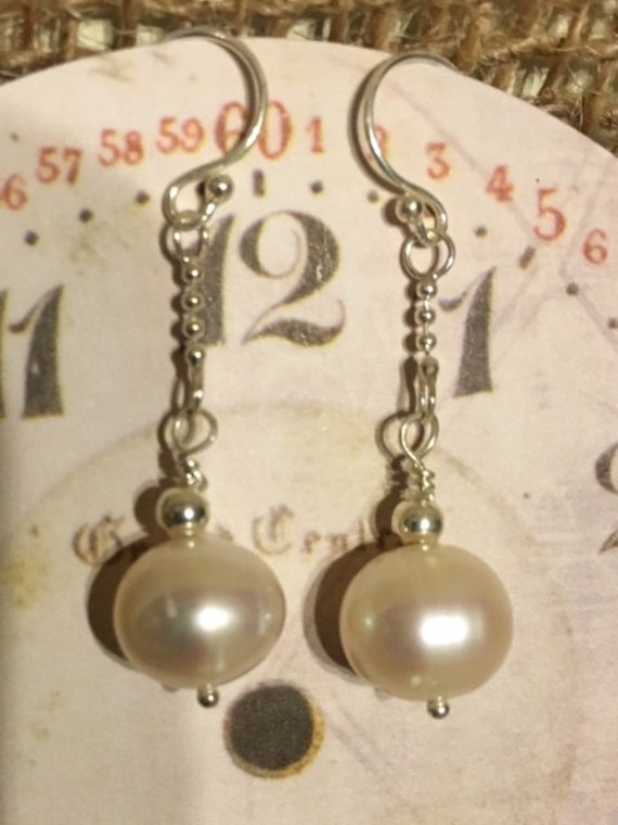 Einzelne Fancy Perle Und Sterling Silber Ohrringe 538 von SandyNationJewelry