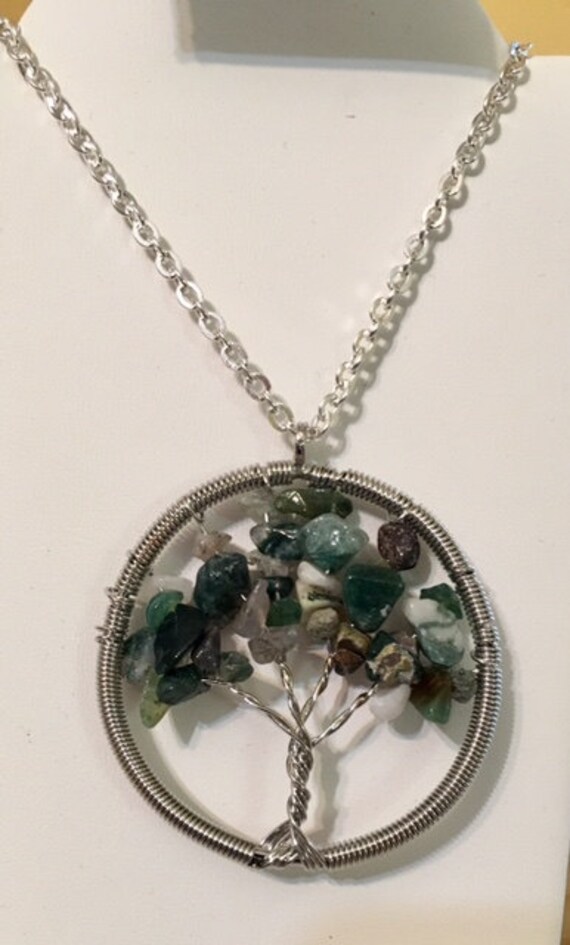 Fancy Jaspis Versilberte Messing Baum Des Lebens Halskette 606 von SandyNationJewelry