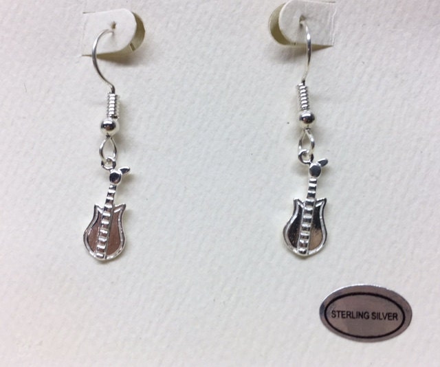 Gitarre Sterling Silber Ohrringe 366 von SandyNationJewelry