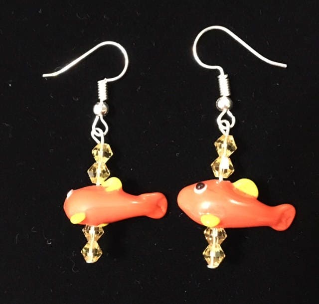 Glas Goldfisch Ohrringe 120Er von SandyNationJewelry
