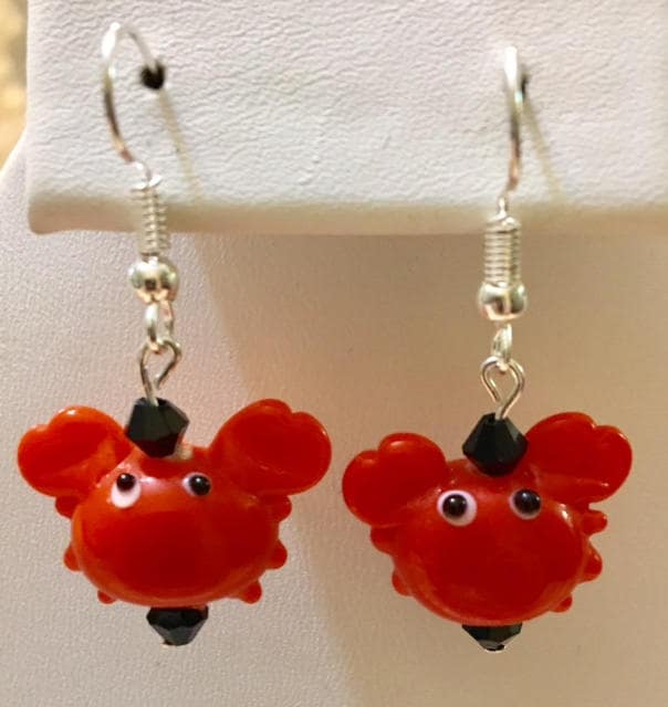 Glas Orange Crab Ohrringe 116 von SandyNationJewelry