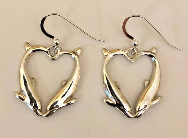 Küssende Delfine Sterling Silber 309 Ohrringe von SandyNationJewelry