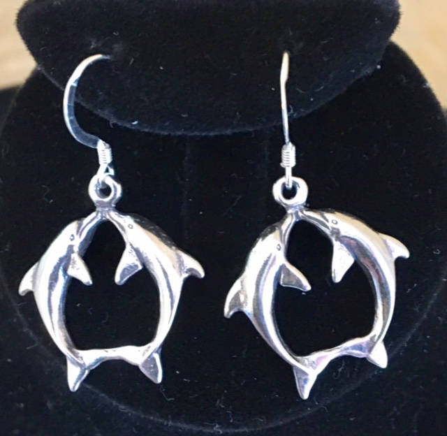 Küssende Delfine Sterling Silber Ohrringe 341 von SandyNationJewelry